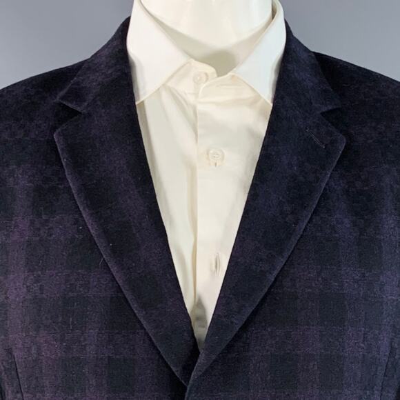 PAUL SMITH Size 44 Soho Purple Black Plaid Wool Notch Lapel Sport Coat - Picture 3 of 11